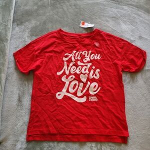 GAP Factory Red Graphic Tee with White 'All You Need is Love' Script - Kids